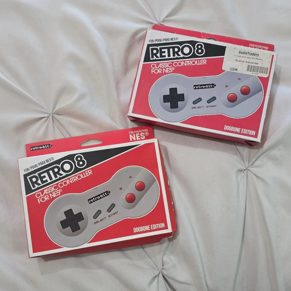 New In Box - Lot of 2 Retro Bit 8 Classic Controller For NES - DOGBONE EDITION